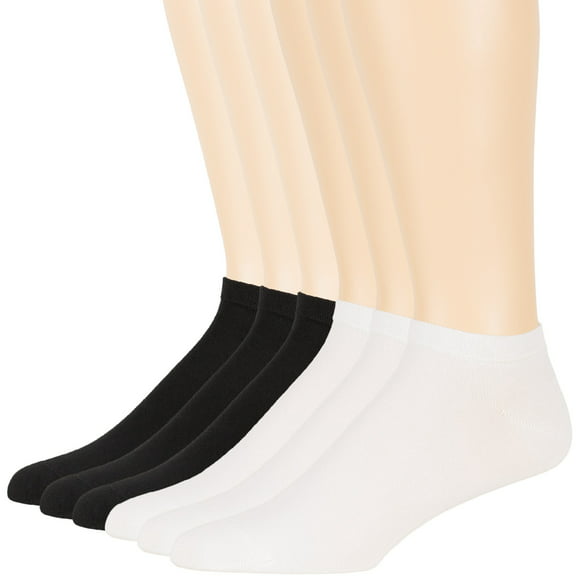 12x Pairs Men's Women's White & Black Cotton Rich Summer Invisible Trainer Socks